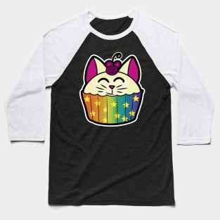 Catcake With Mouse-Cherry - Rainbow Baseball T-Shirt